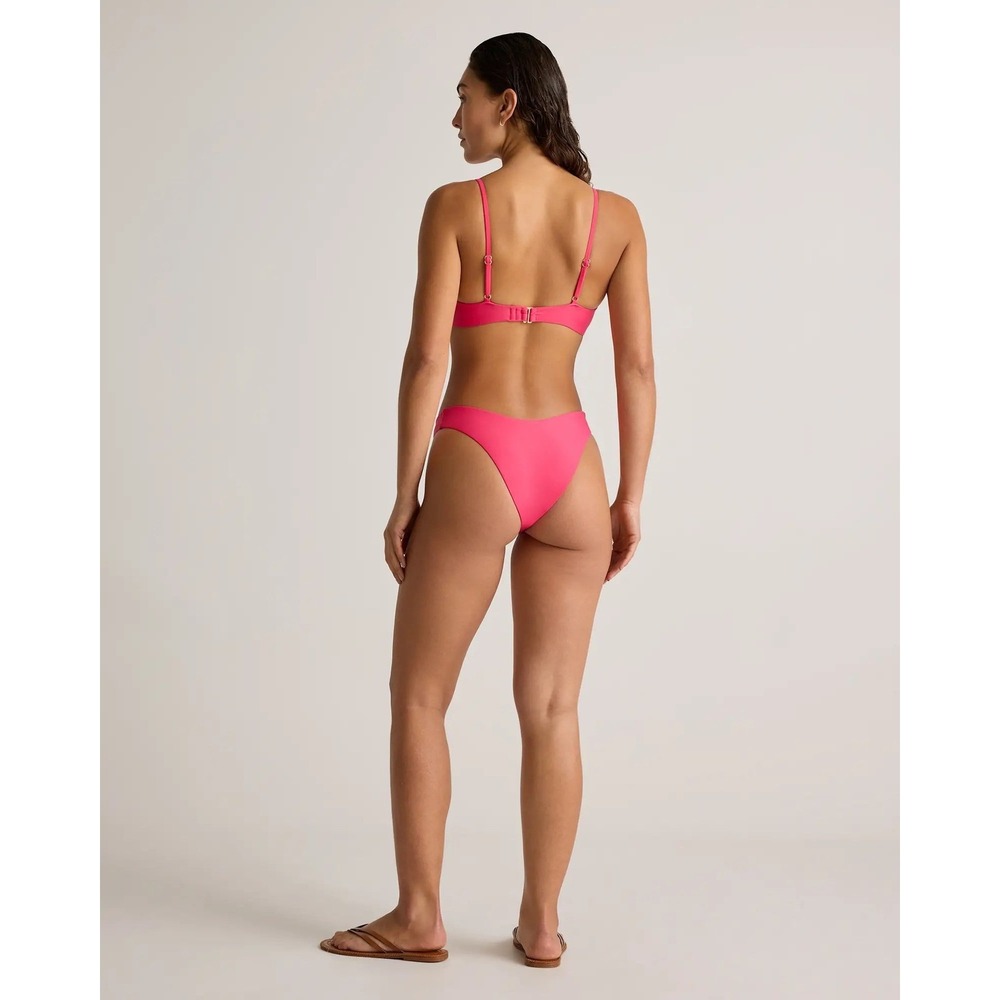 Quince Italian High-Leg Bikini Bottom Hot Pink V-Front Swim Size‎ Medium NEW - Picture 2 of 8